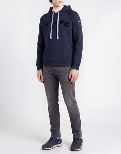 Man Sweatshirt Navy Size M Cotton, Polyester