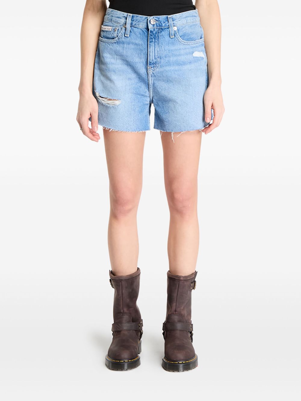 Distressed denim shorts - Blue