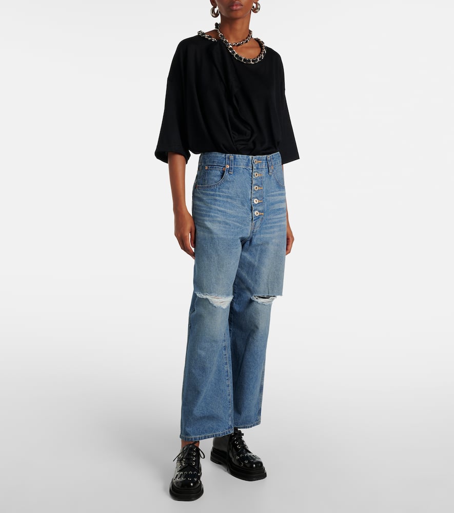 Cutout wide-leg jeans