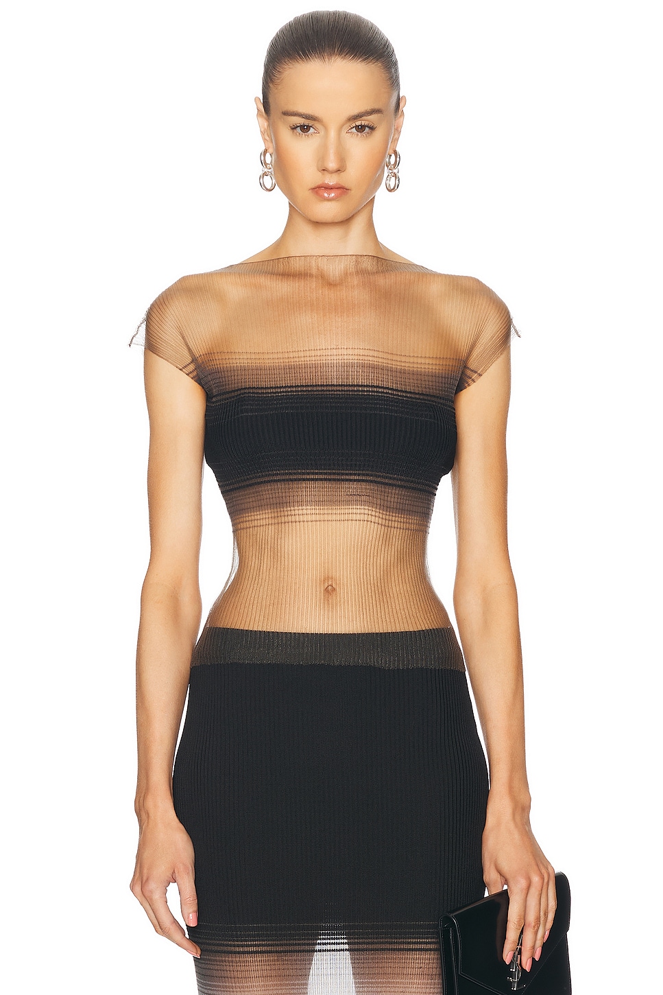 Grace Ling Evanescent Censor Top in Fume - Black.  M/L also in
