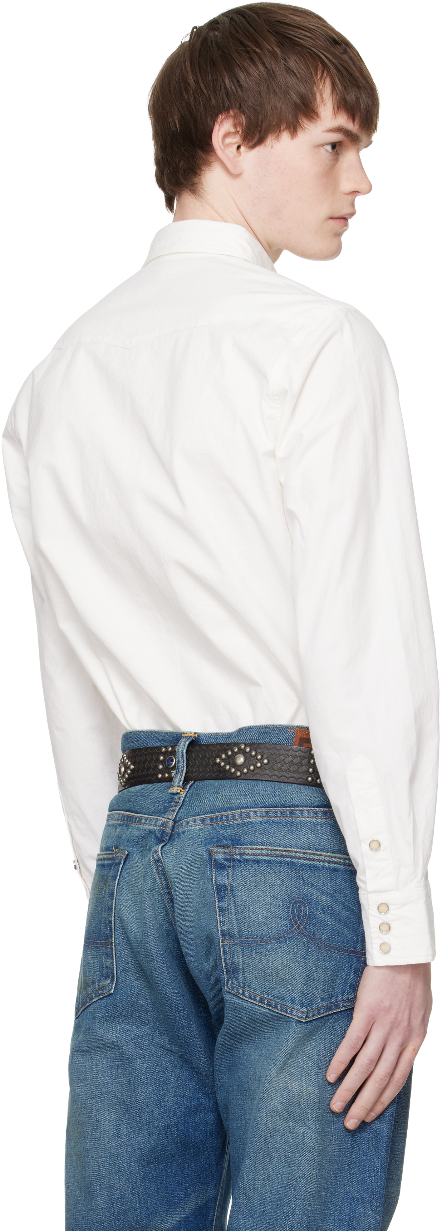 White Slim Fit Poplin Western Shirt