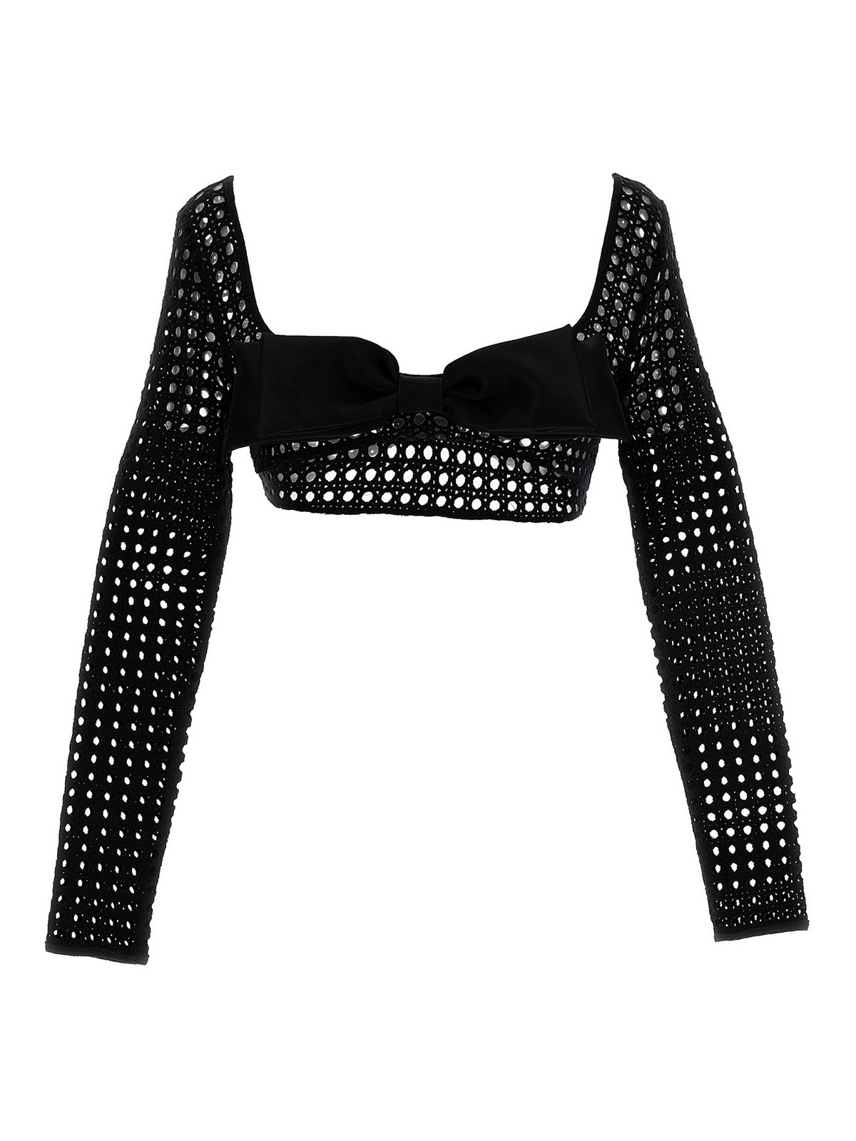 Cropped macram bow top