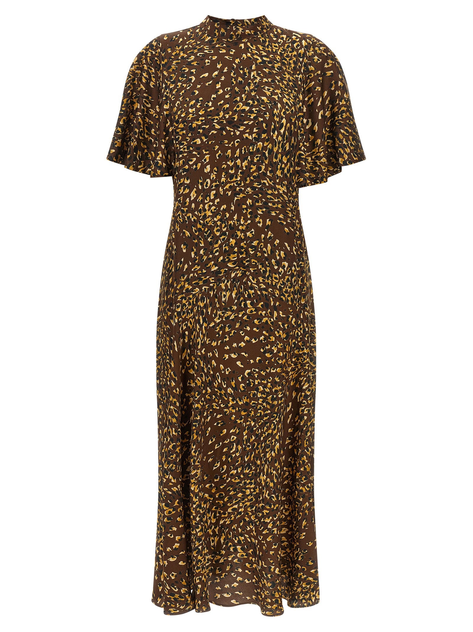 Animal-Print Bias-Cut Dress — Brown