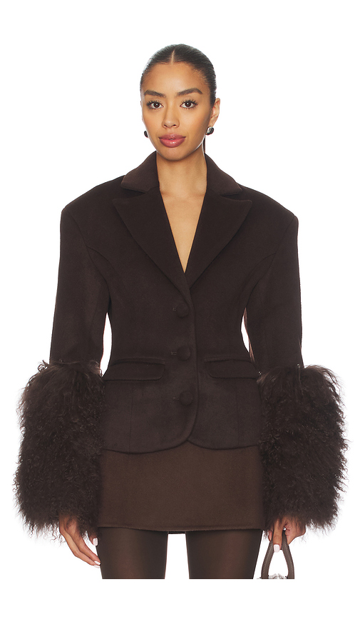 OW Collection Frances Wool Blazer in Chocolate. S. Also in
