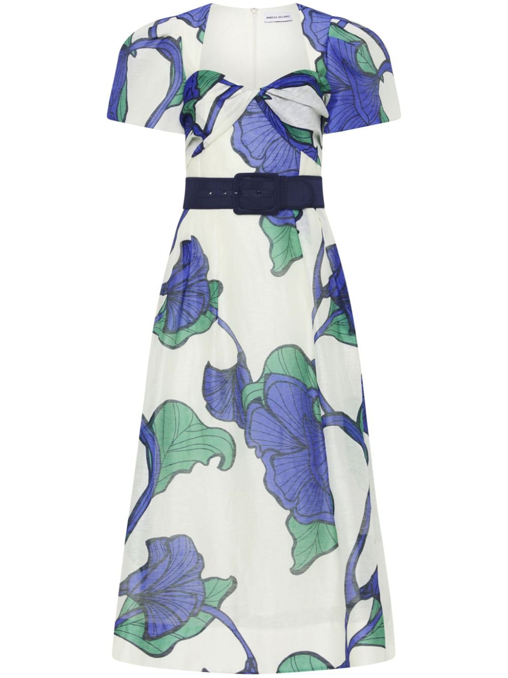 Floral-print belted midi dress - Neutrals