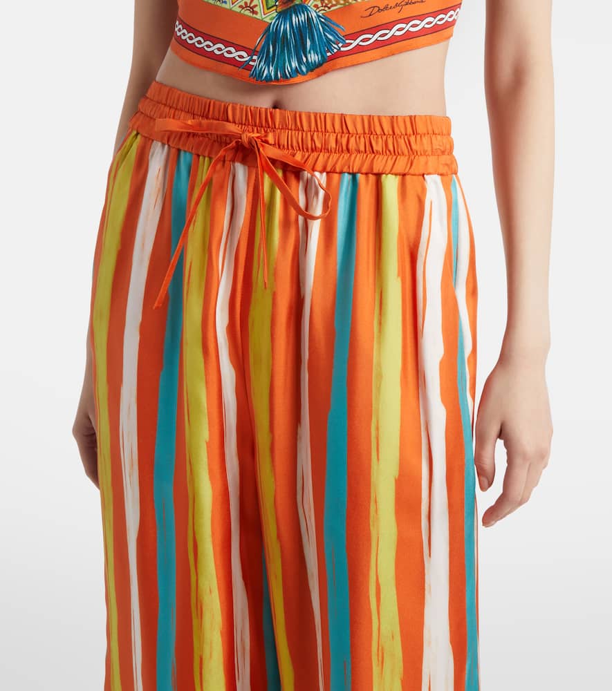Striped silk palazzo pants