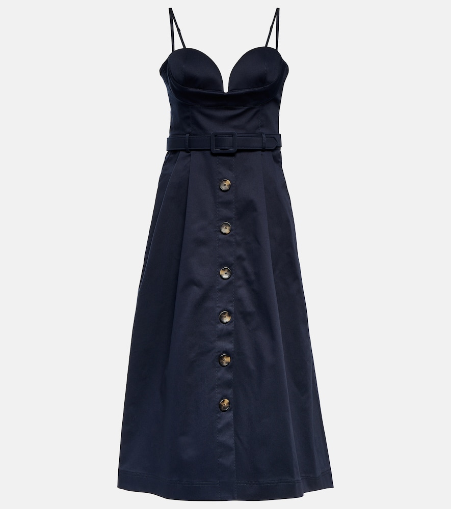 Belted cotton-blend midi dress