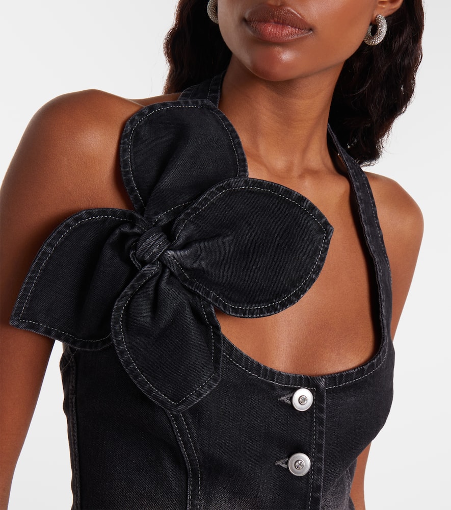 Bow-detail denim top