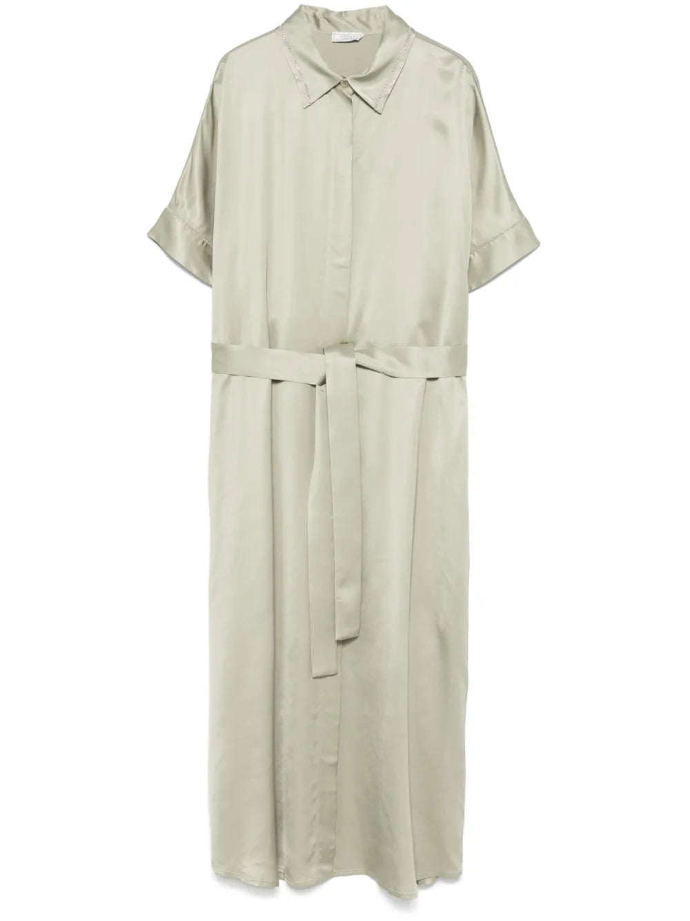 Satin Midi Dress — Sage Green