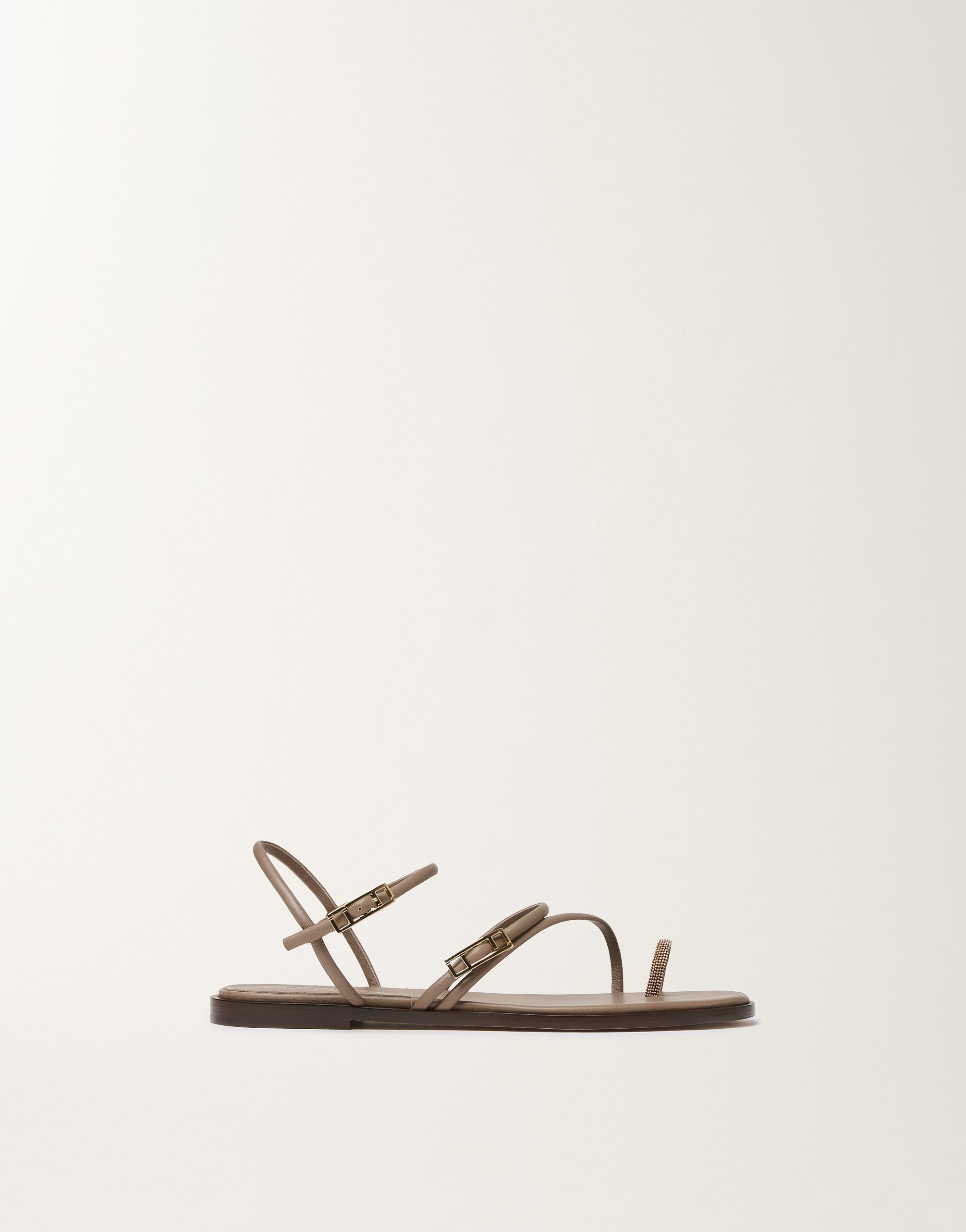 Flat sandal in nappa leather, mud