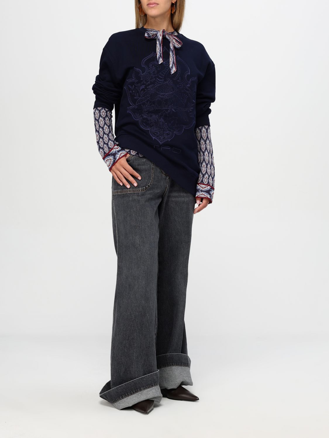 Bow-detail jacquard cardigan - Blue