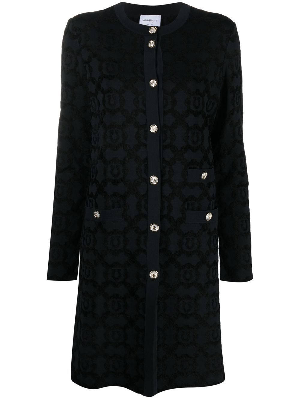 Fitted single-breasted Gancini coat - Black