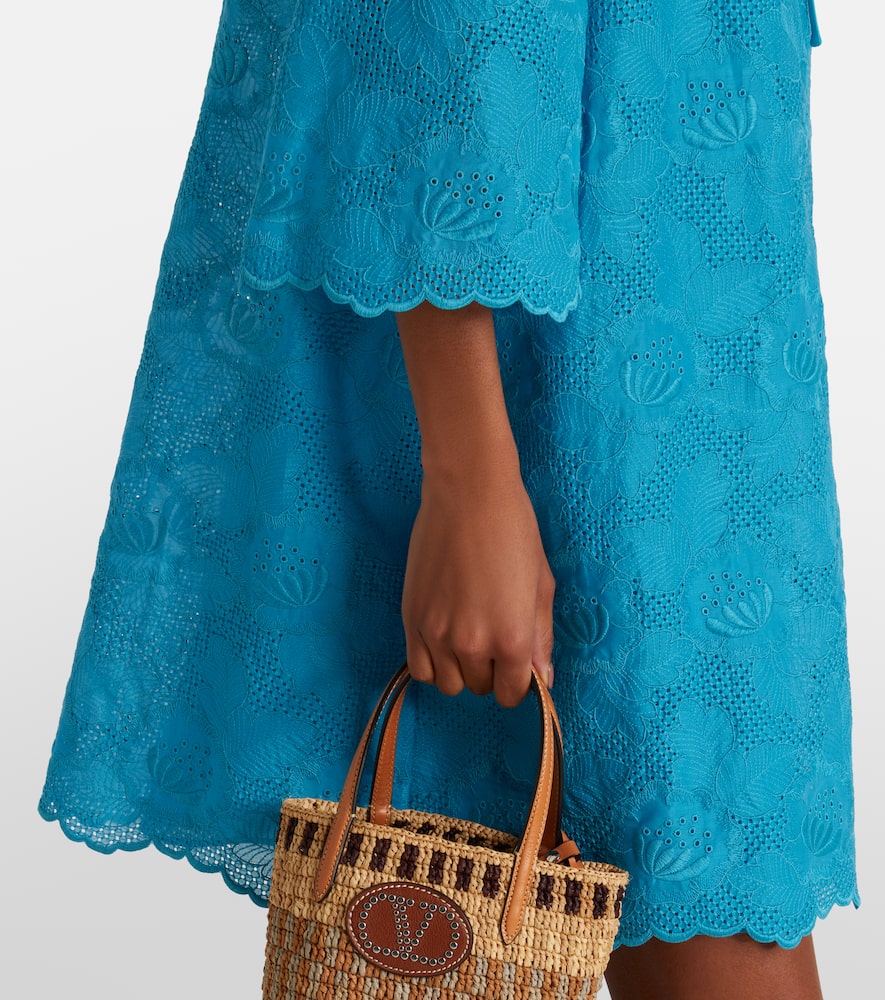 Broderie anglaise silk-trimmed cotton kaftan