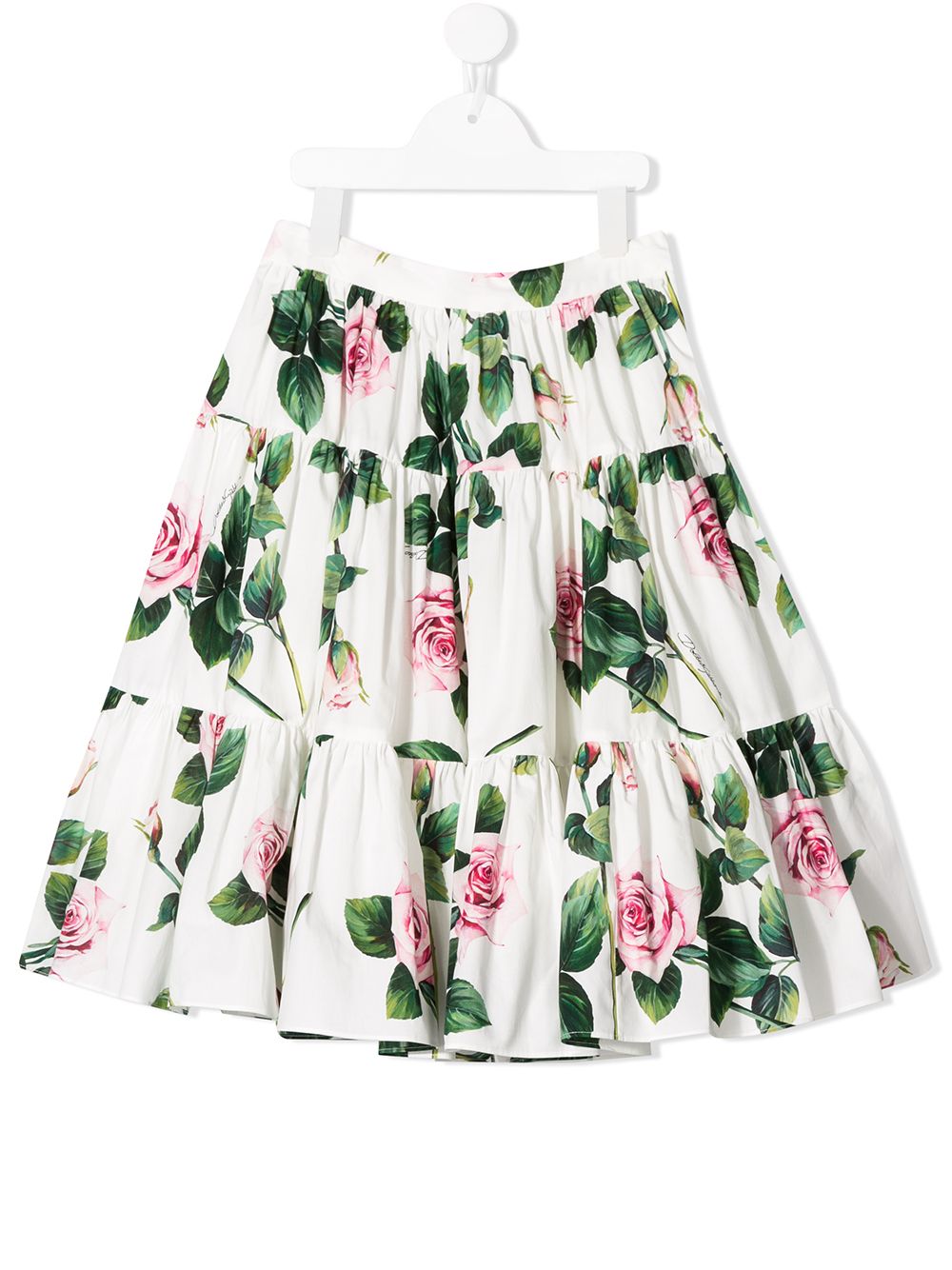 Tiered floral skirt - White