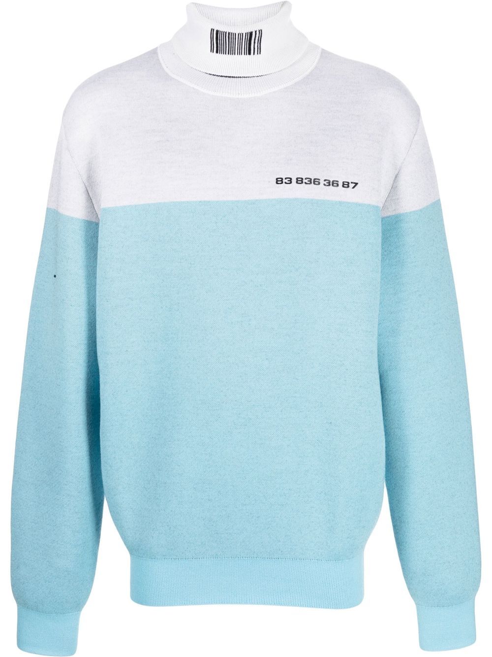 Raised-logo two-tone jumper - Blue