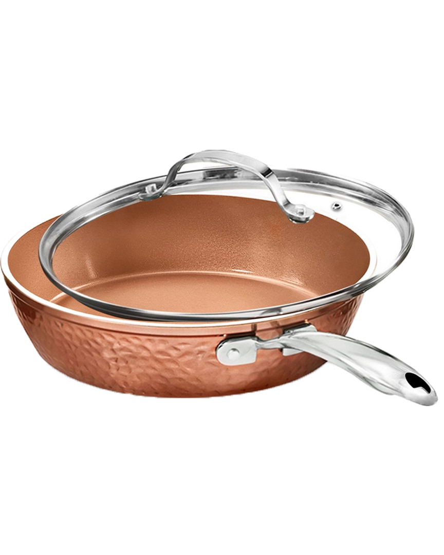 Hammered Copper 12in Pan with Lid