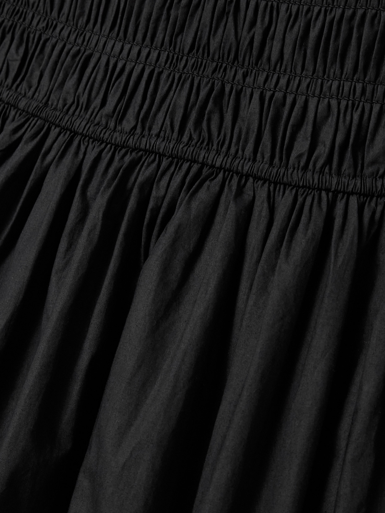 Quintessa Tie-detailed Shirred Organic Cotton-poplin Midi Dress - Black