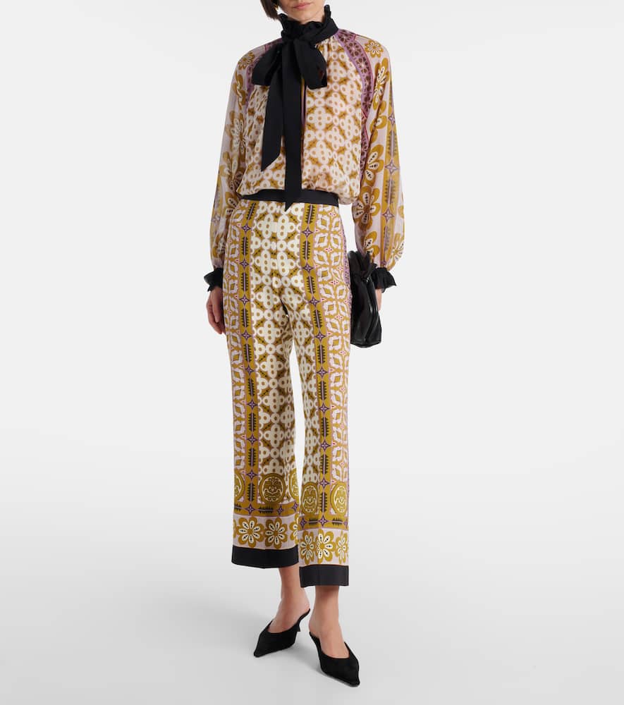 Cerere printed tie-neck silk blouse