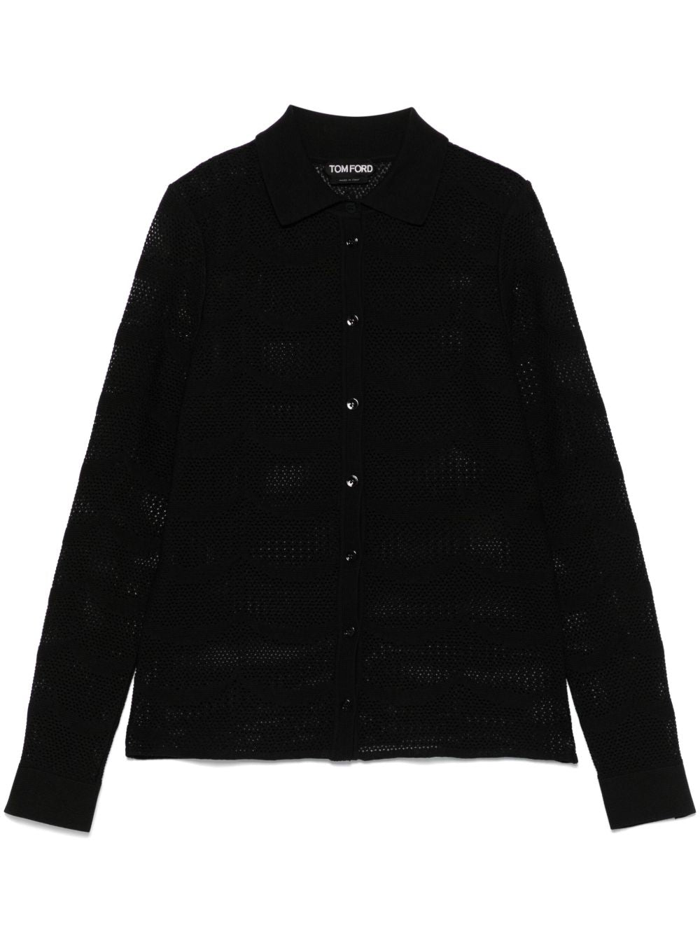 Open-Knit Cotton-Silk Shirt — Black