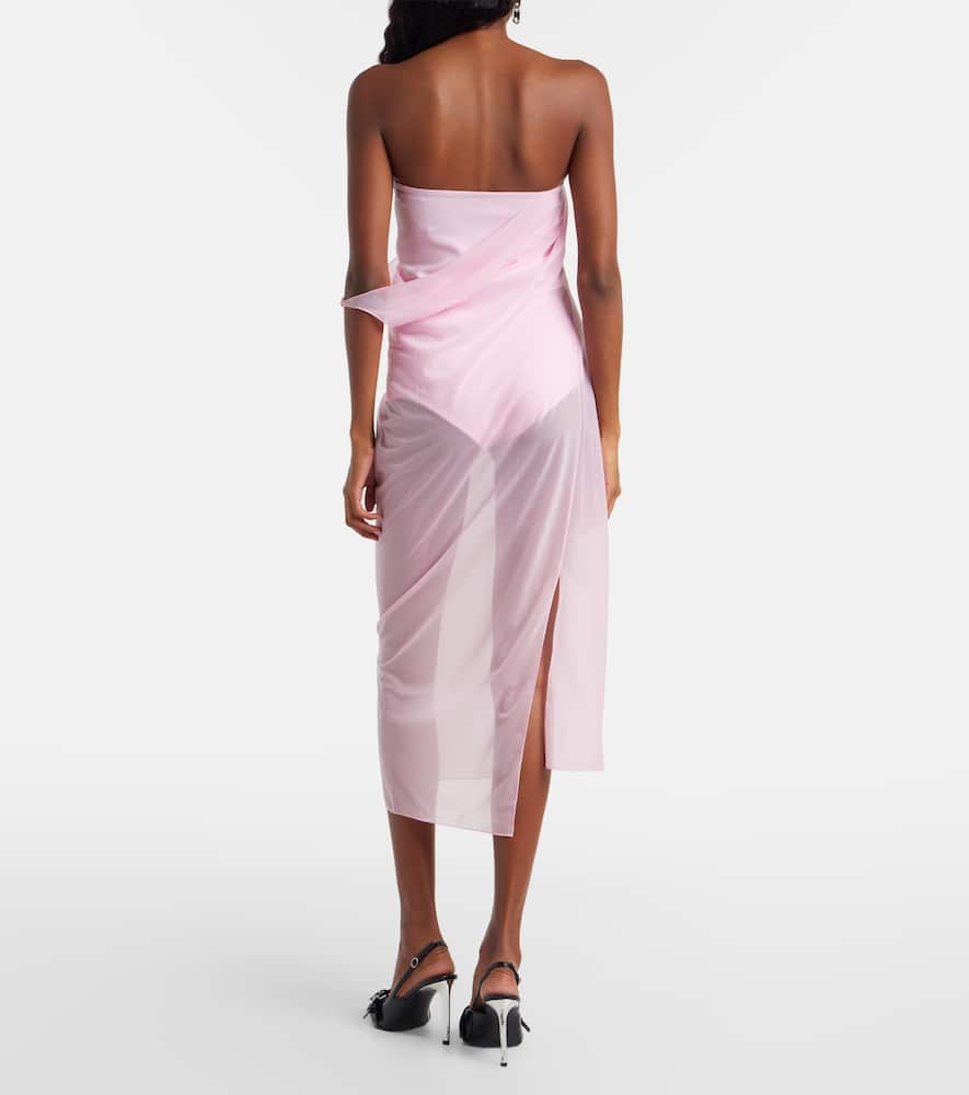 Courrèges Draped sheer jersey crêpe midi dress
