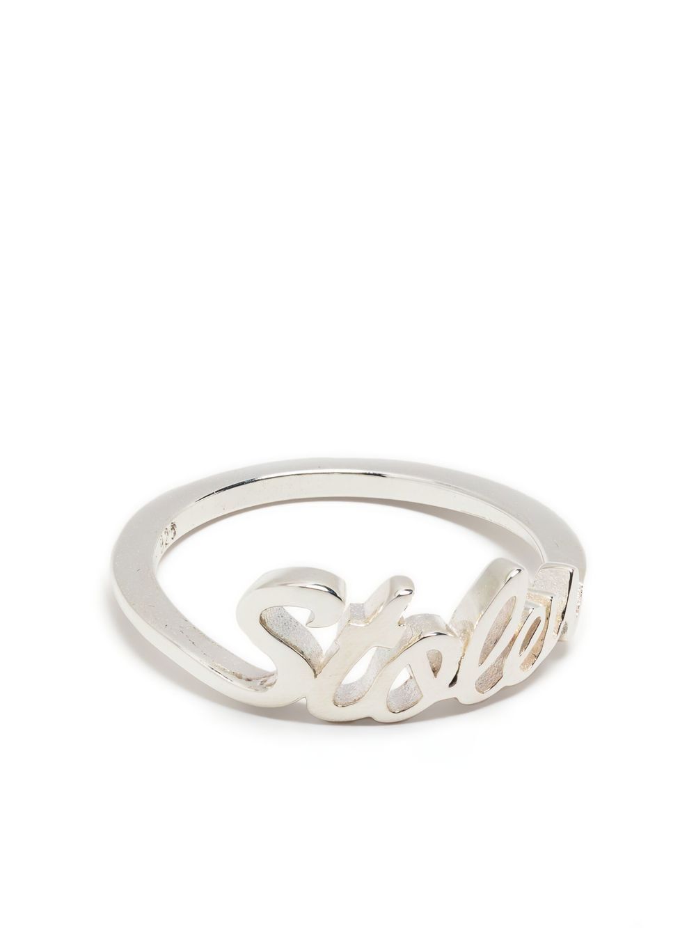 Script silver sterling ring