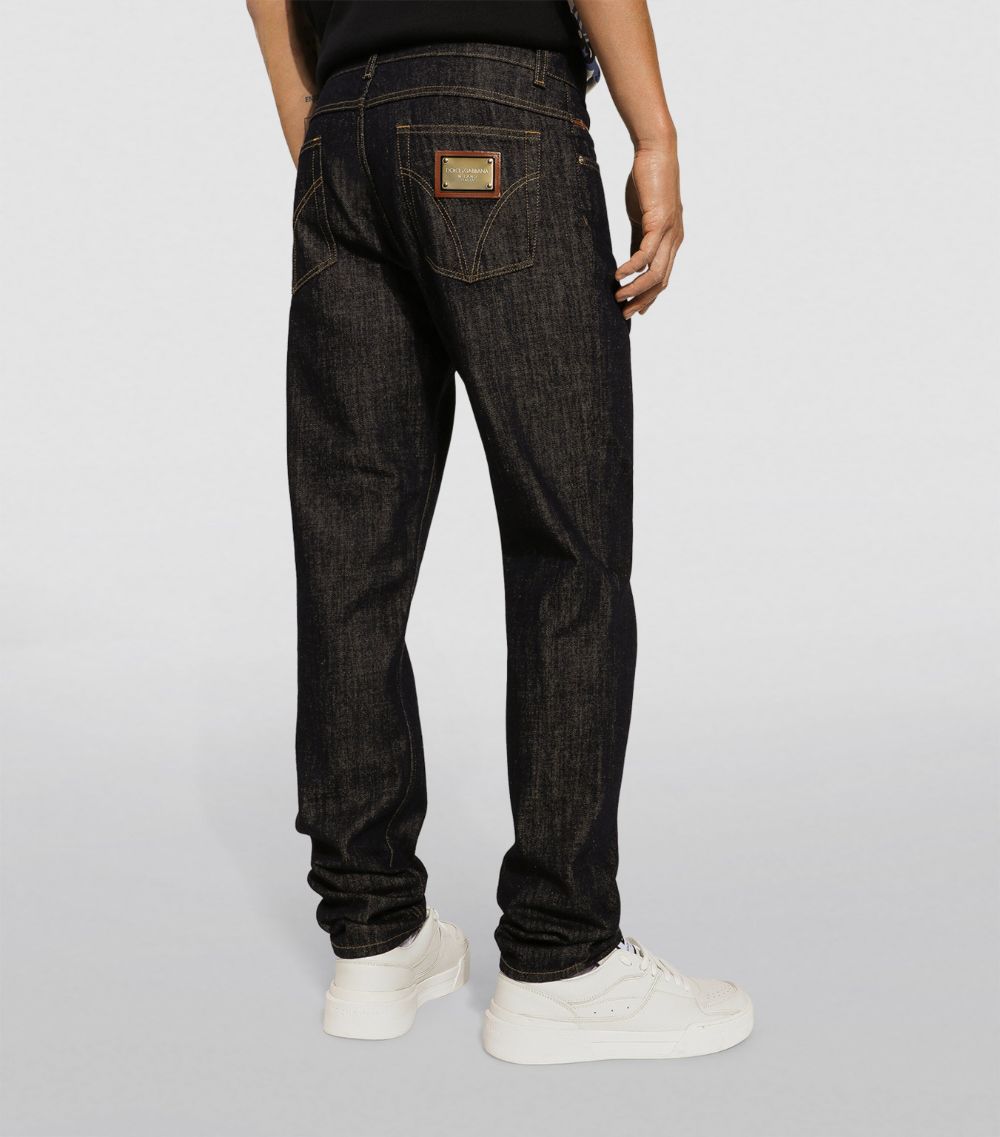Logo Patch Straight Jeans
