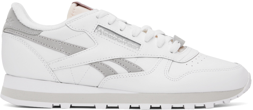 Reebok Classics White & Gray Classic Leather Sneakers
