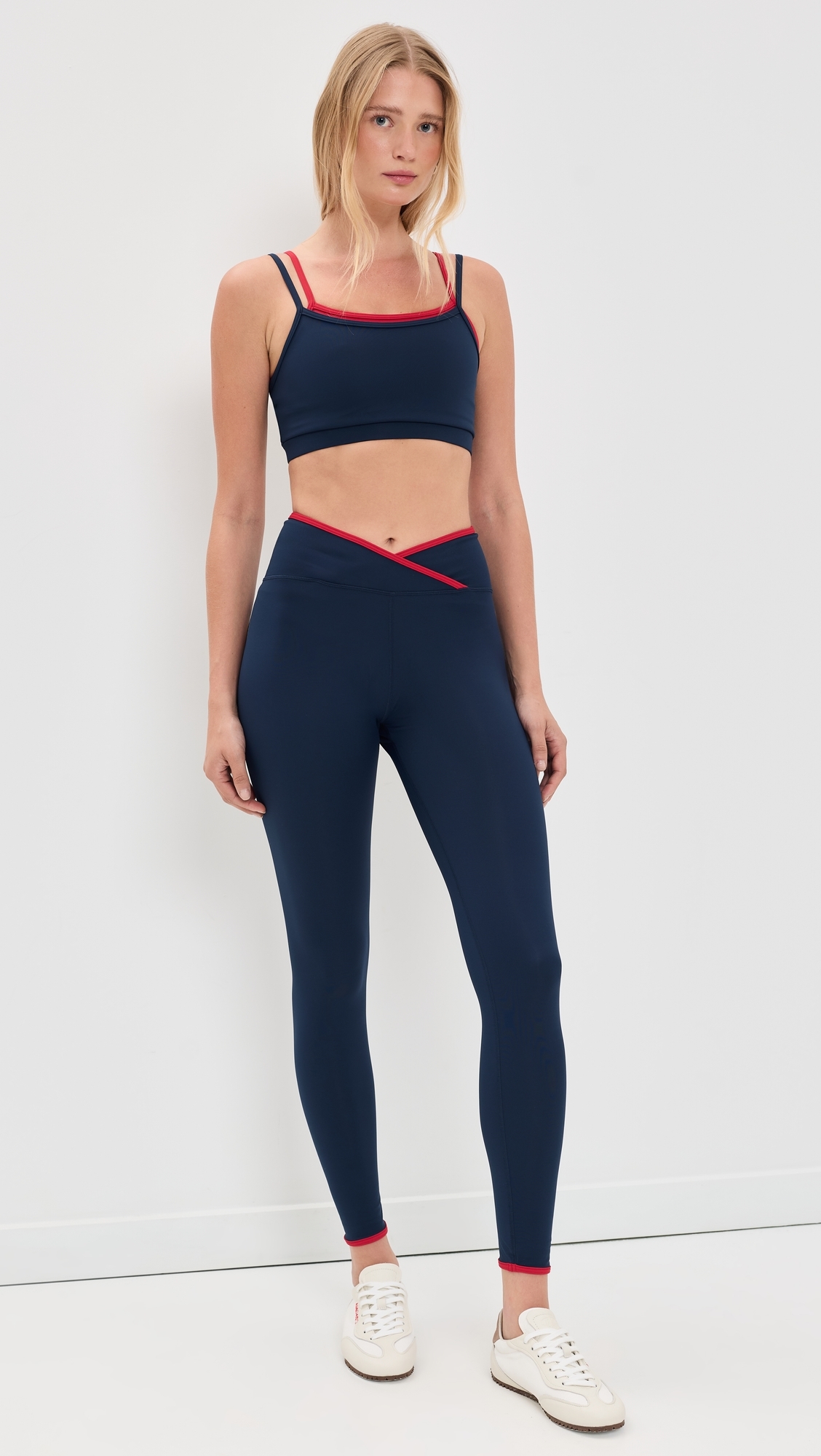 The Rae Ankle Leggings Navy/Red
