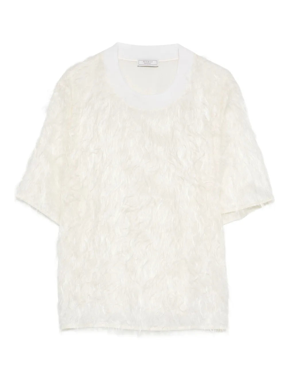 Fringed Crew-Neck T-Shirt — off-white