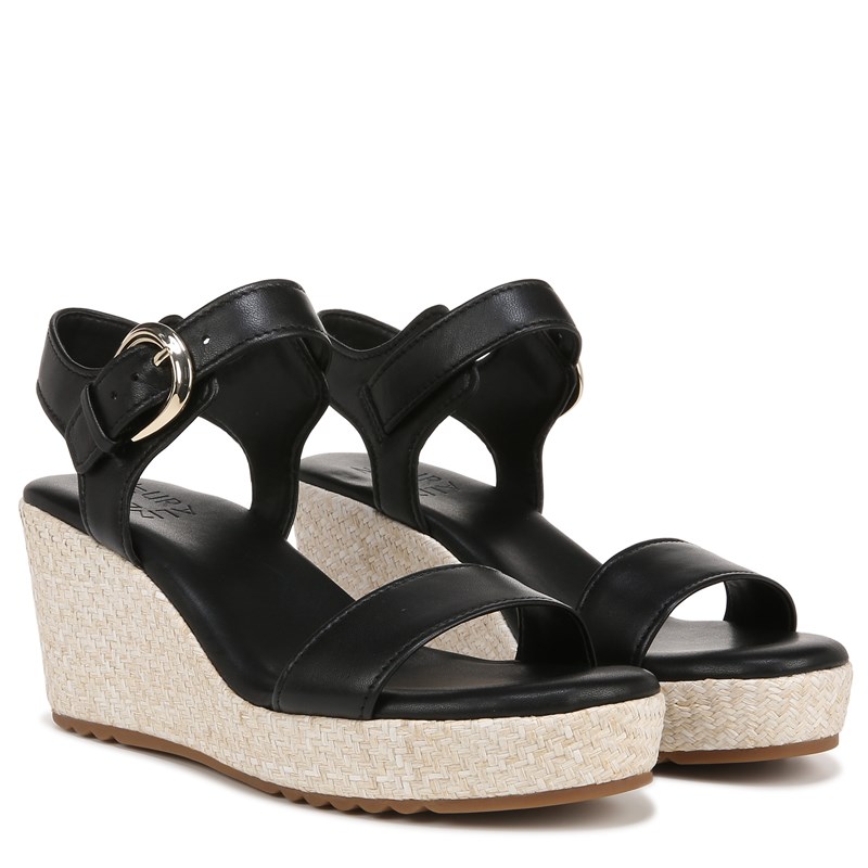 Women's Stella Wedge Sandals (Black Leather)