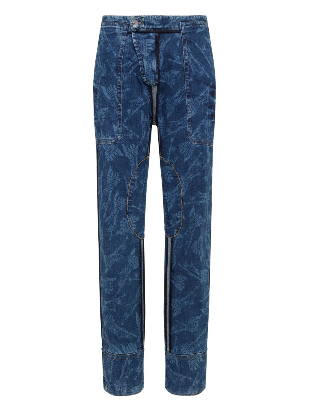 Printed Denim Jeans — Indigo