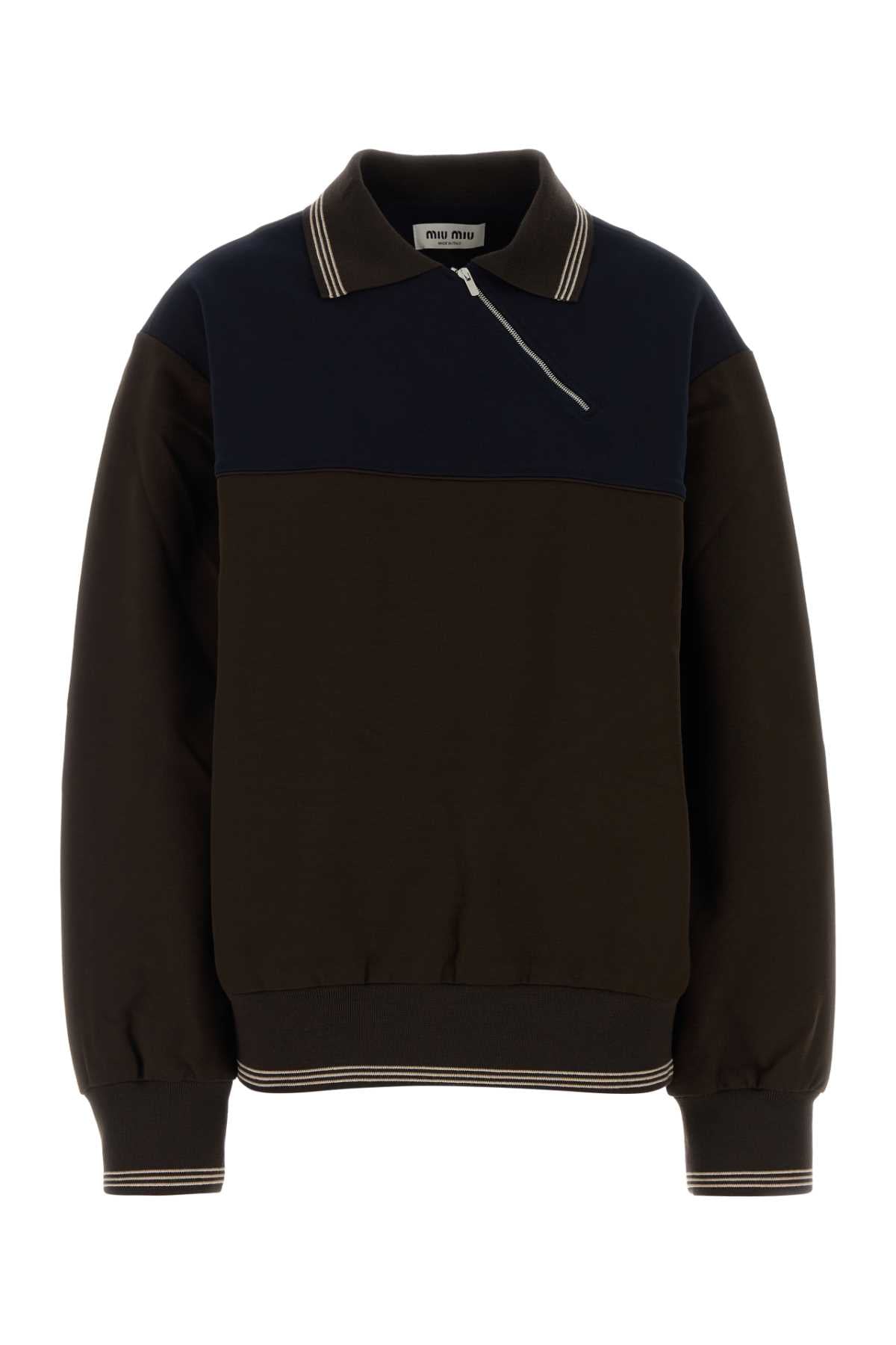 Colour-Block Viscose Sweatshirt — Black