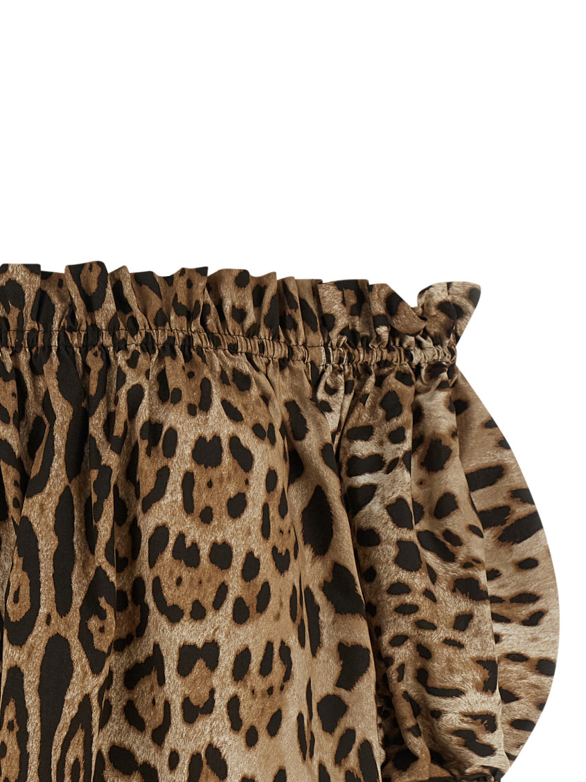 Dolce&Gabbana - off shoulder poplin top leopard print