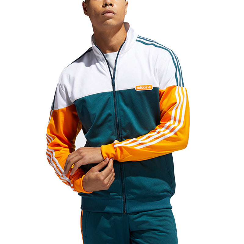 Originals Split Firebird Colorblock Casual Sports Stand Collar Side Stripe Windproof Jacket Yellow Green