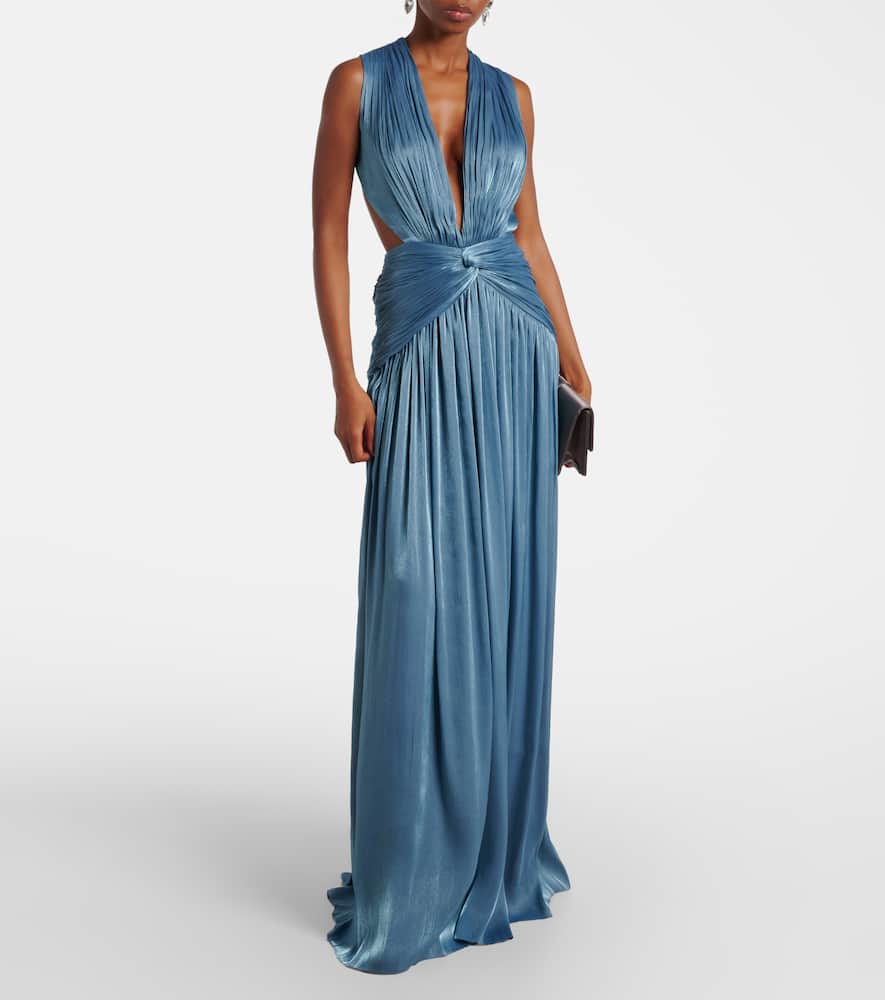 Draped open-back jersey gown