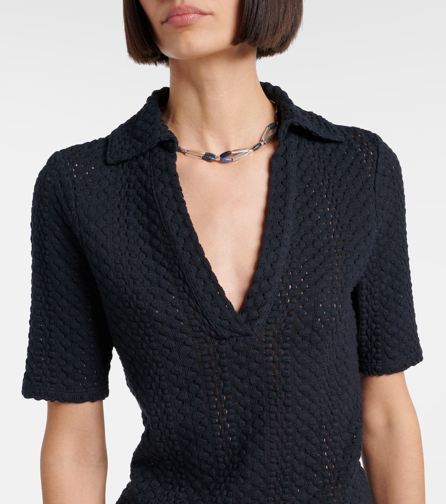 Open-knit cotton polo shirt