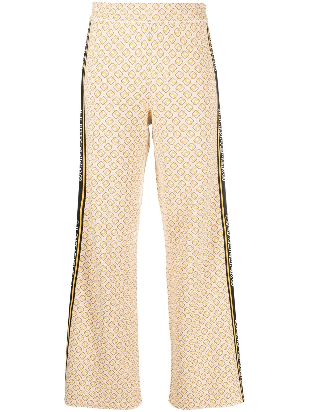 Monogram-print logo-tape trousers - White
