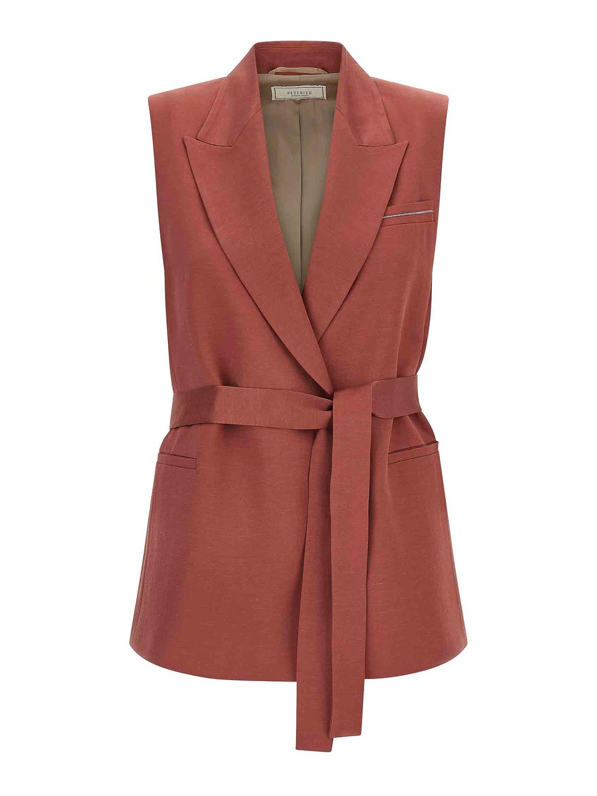 Linen Viscose Vest Gilet Red