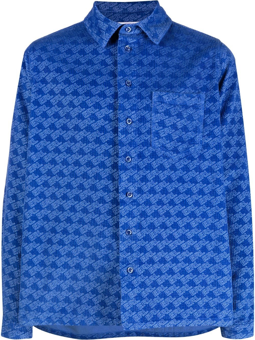 All-over logo print corduroy shirt - Brown