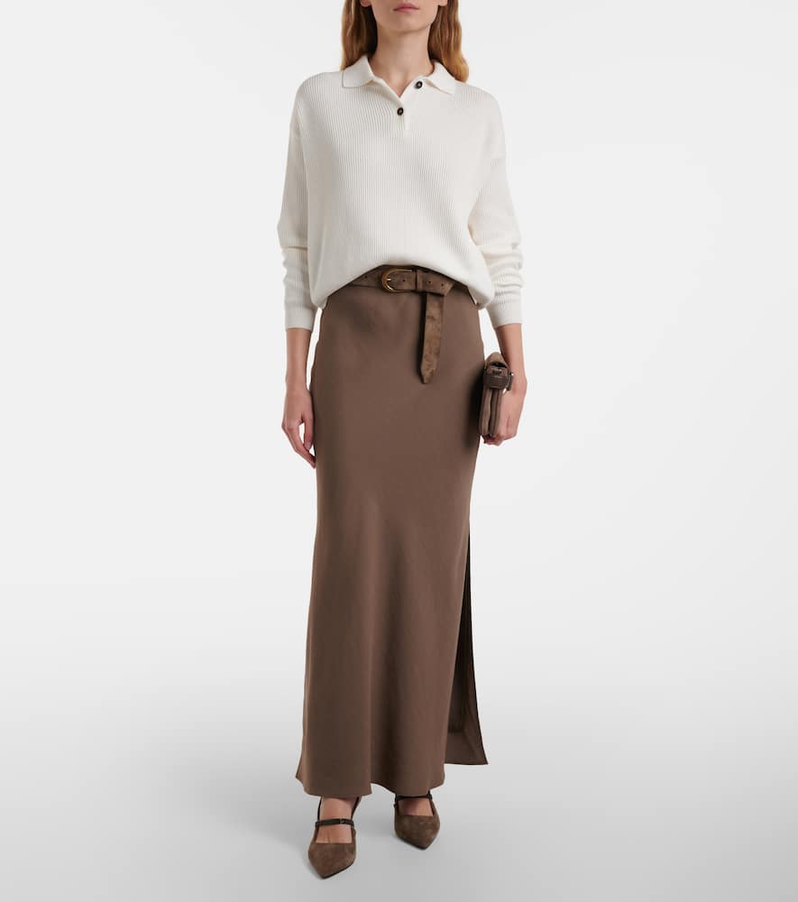 Ribbed-knit cotton polo sweater