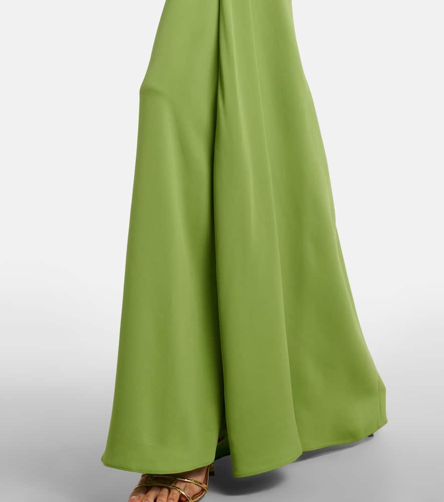 Fusion gathered ribbed-knit gown