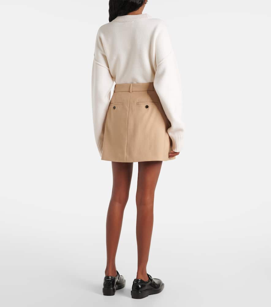 Wool gabardine miniskirt