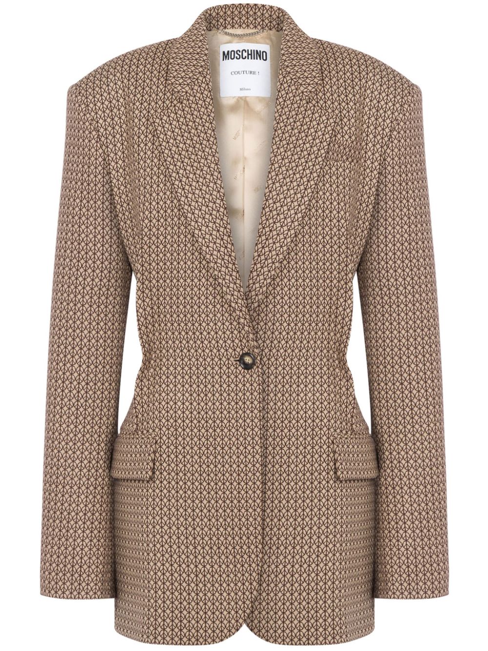 Logo print virgin wool blazer - Brown