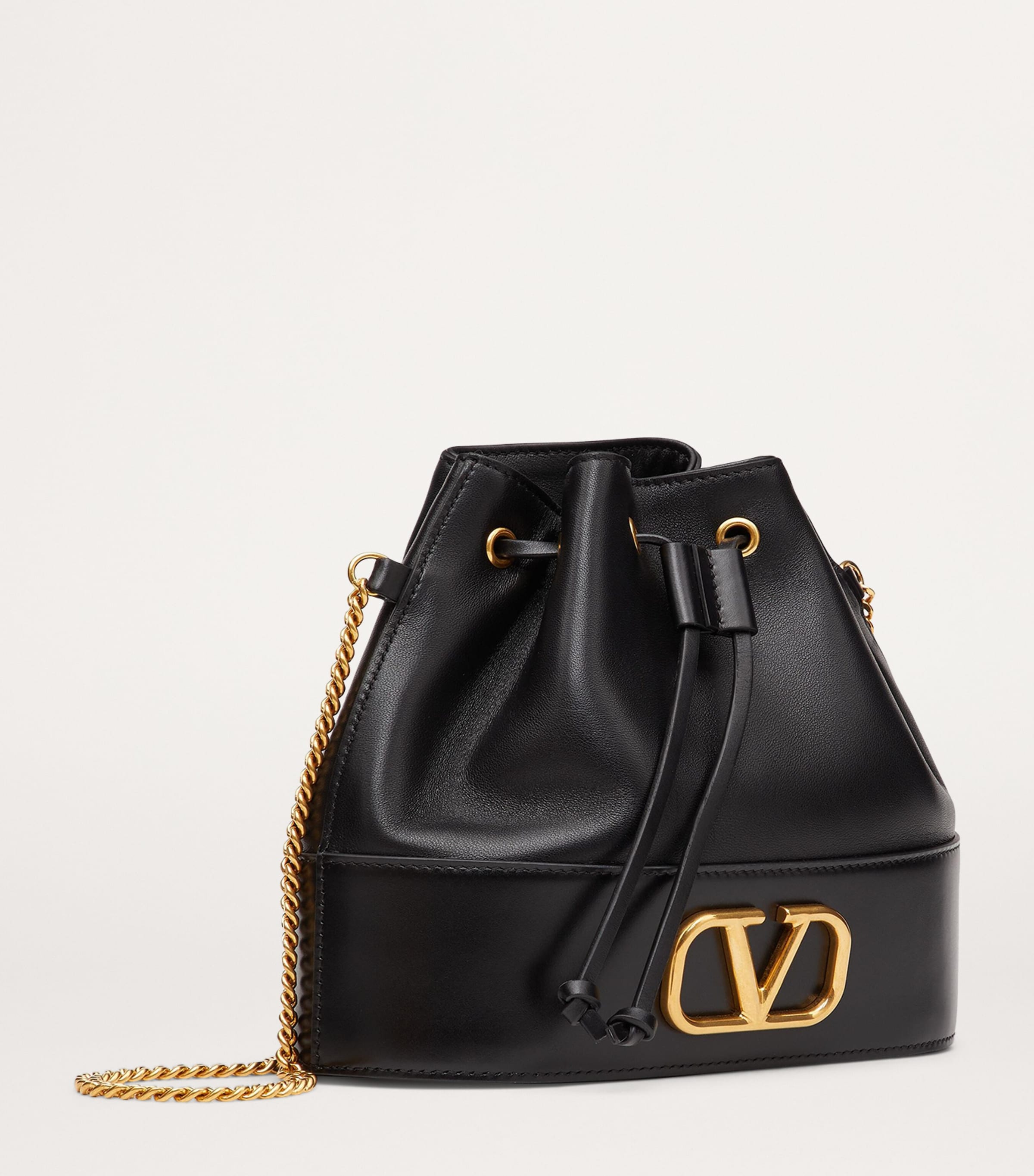Leather VLogo Bucket Bag