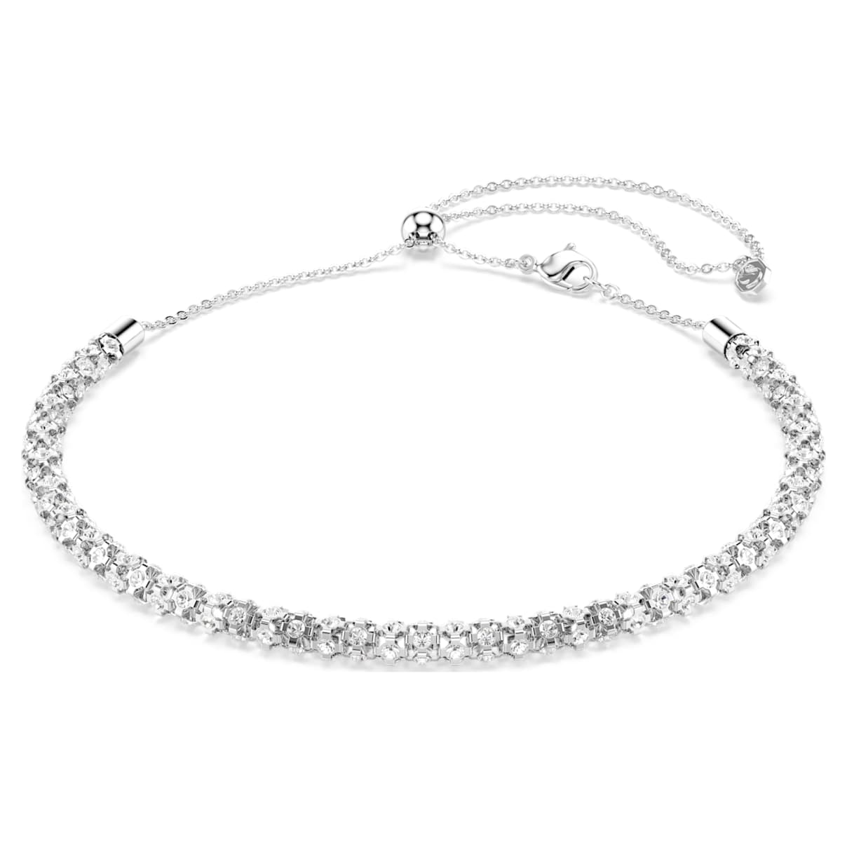 Dextera necklace, Round cut, White, Stainless steel