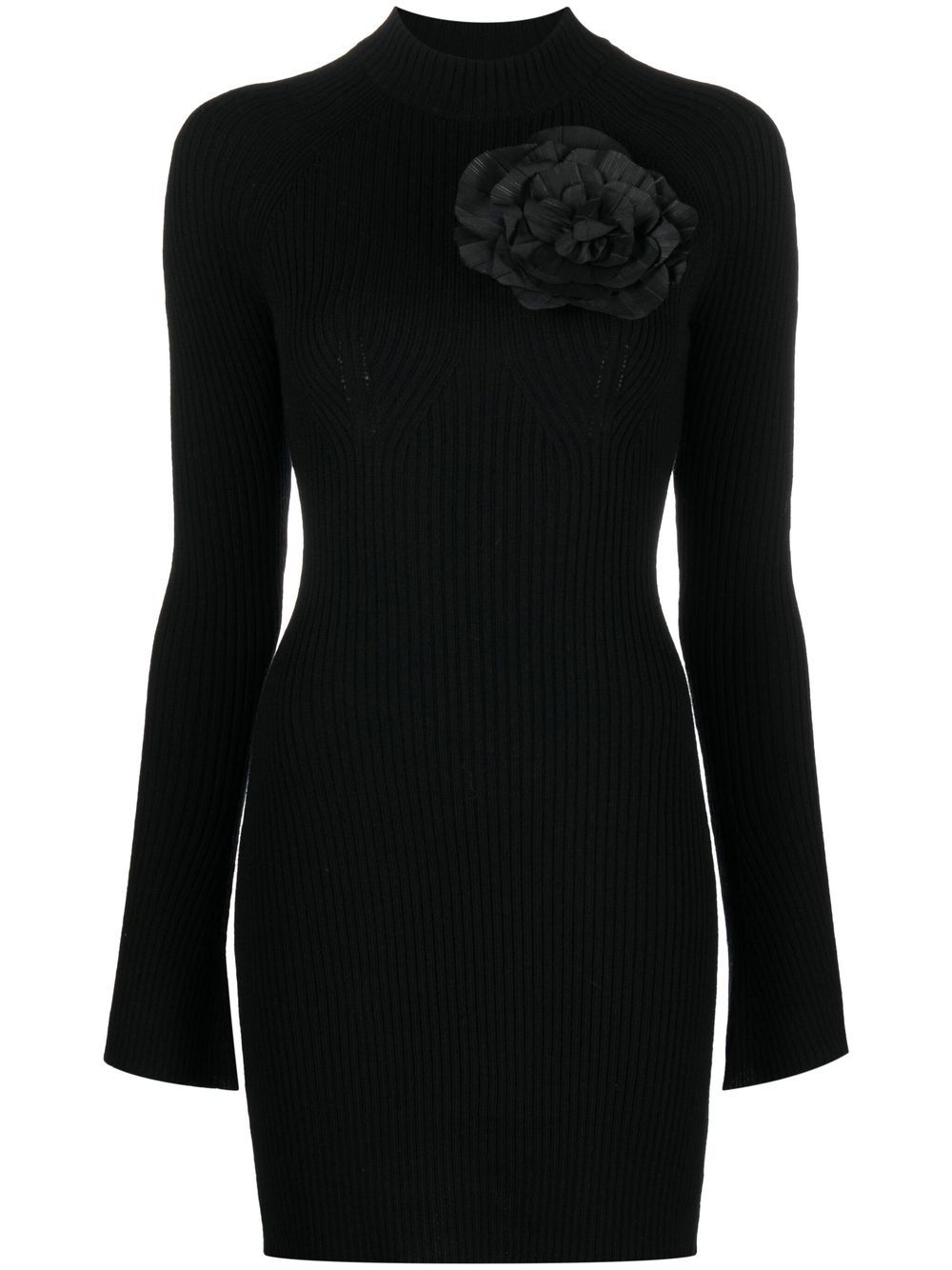 Cut-out wool mini dress - Black