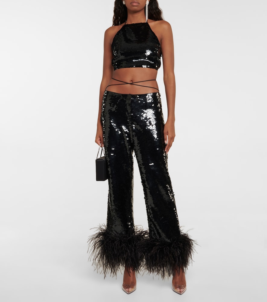 Sequined halterneck crop top
