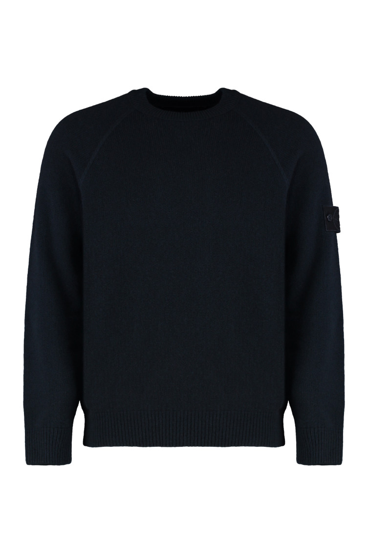 Blue Crew Neck Wool Sweater