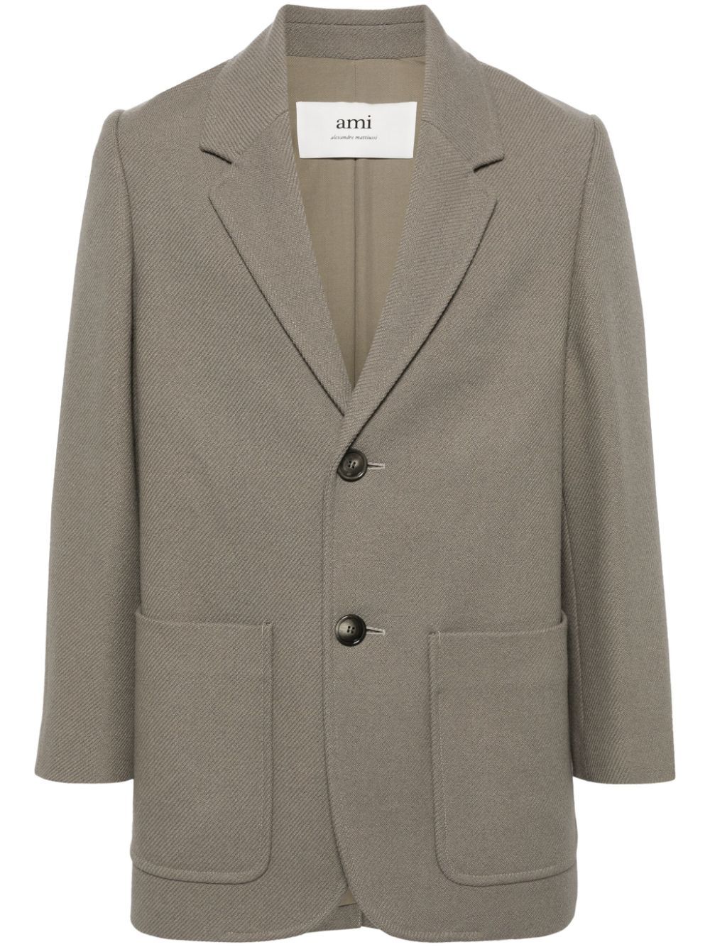 Single-breasted virgin-wool blend blazer - Grey