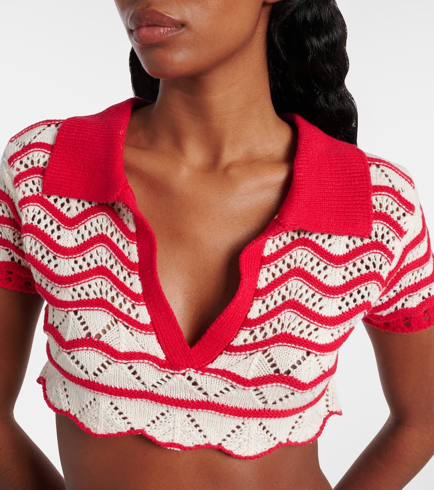 Coco cropped cotton-blend crochet top